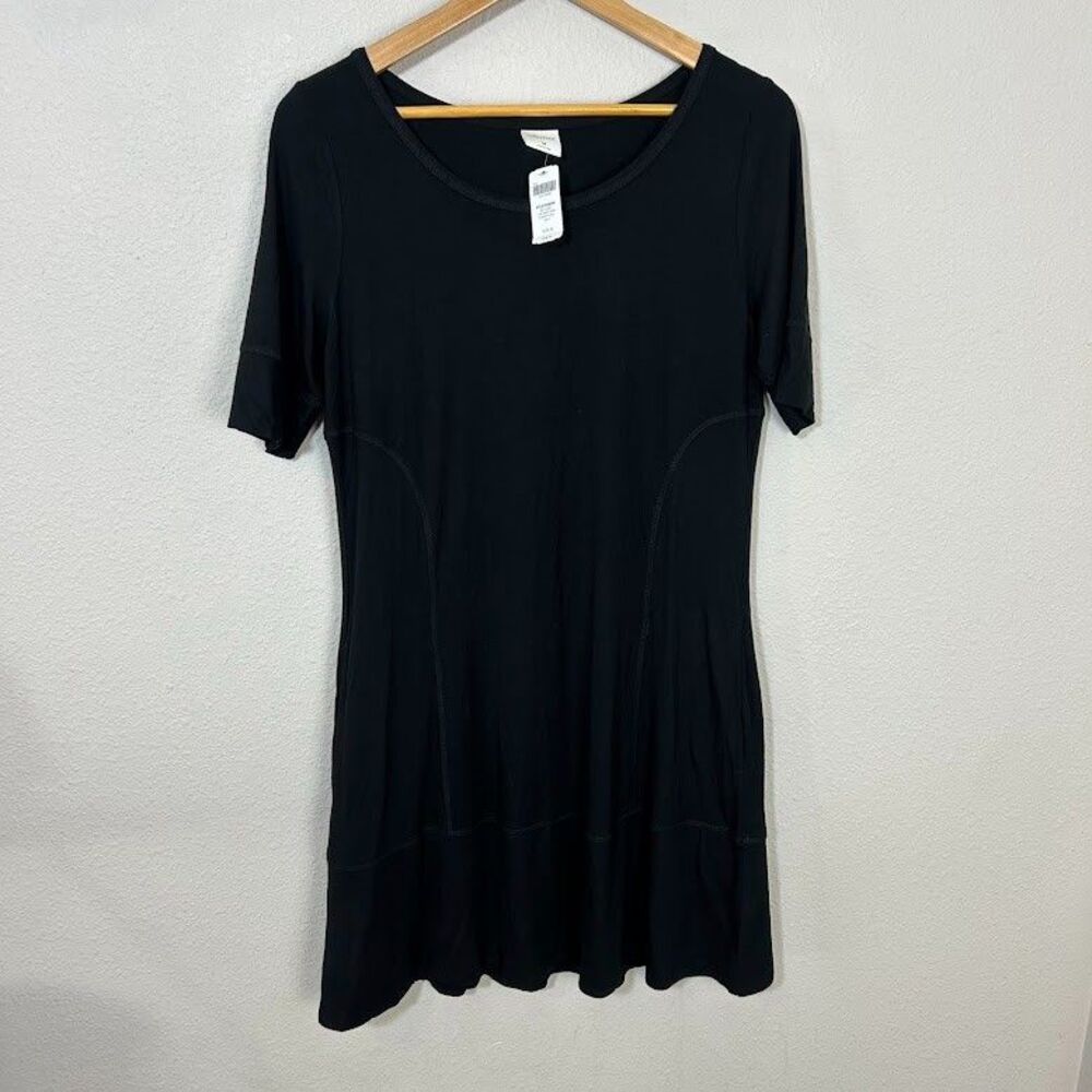 NEW Soma Soft Jersey A Line Short Dress M Black Stretch Comfort Pocket NWT - Picture 2 of 6